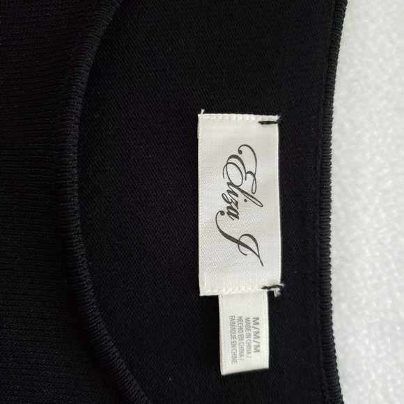 NWOT Eliza J Black Cocktail Dress w/ White Stripes - Picture 8 of 8